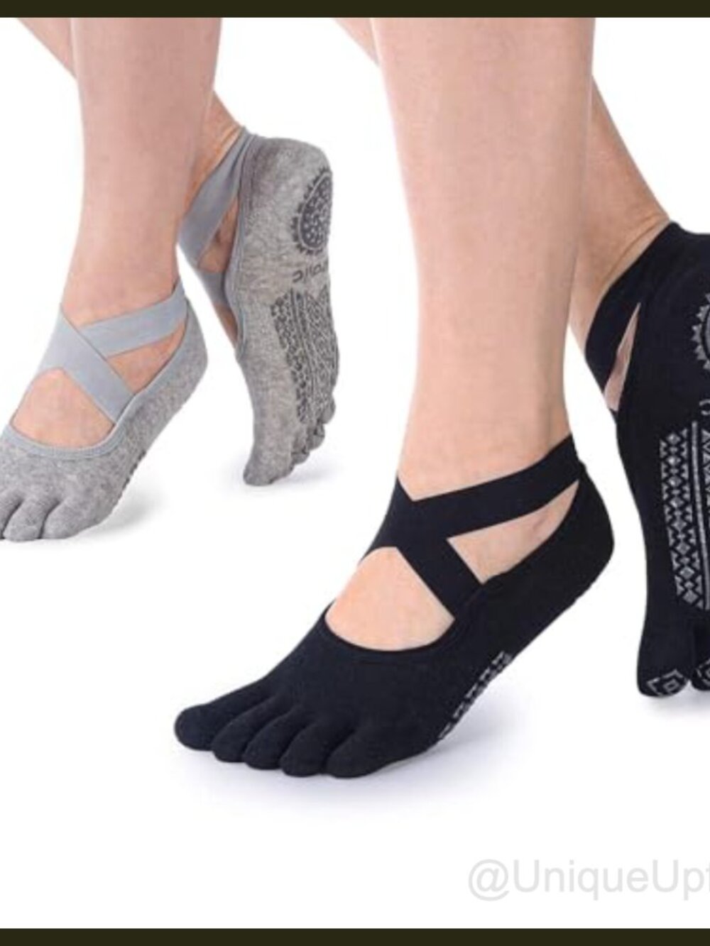 Ozaiic Women's Non Slip Grip Five Toe Pilates Yoga Barre Socks